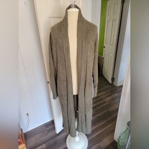 Barefoot Dreams Long Cozy Tan Open Front Cardigan